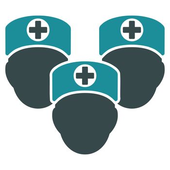 Medical Staff raster icon. Style is bicolor flat symbol, soft blue colors, rounded angles, white background.