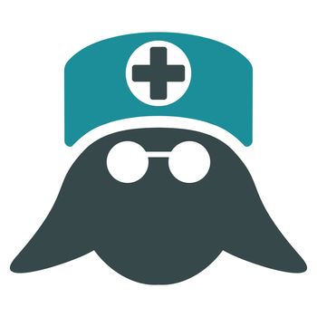 Nurse Head raster icon. Style is bicolor flat symbol, soft blue colors, rounded angles, white background.
