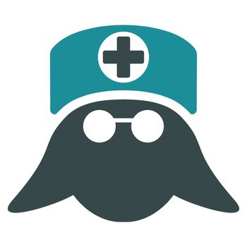 Nurse Head raster icon. Style is bicolor flat symbol, soft blue colors, rounded angles, white background.