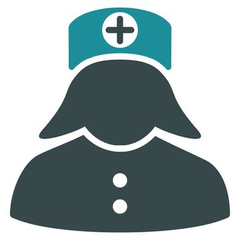 Nurse raster icon. Style is bicolor flat symbol, soft blue colors, rounded angles, white background.