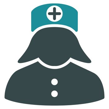 Nurse raster icon. Style is bicolor flat symbol, soft blue colors, rounded angles, white background.