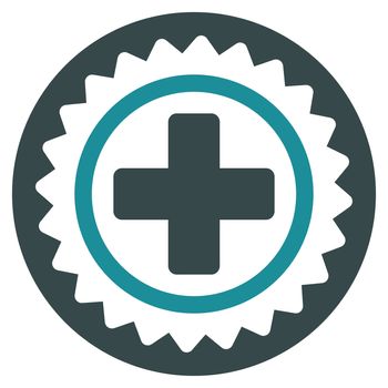 Medical Stamp raster icon. Style is bicolor flat symbol, soft blue colors, rounded angles, white background.