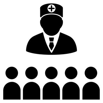 Doctor Class raster icon. Style is flat symbol, black color, rounded angles, white background.