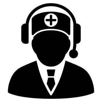 Medical Operator raster icon. Style is flat symbol, black color, rounded angles, white background.