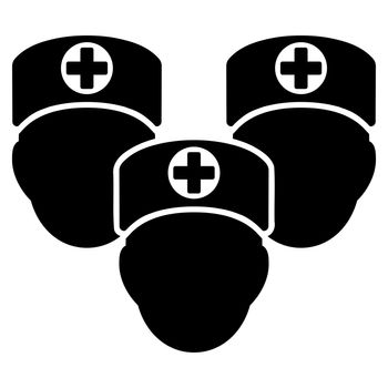 Medical Staff raster icon. Style is flat symbol, black color, rounded angles, white background.