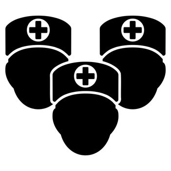 Medical Staff raster icon. Style is flat symbol, black color, rounded angles, white background.