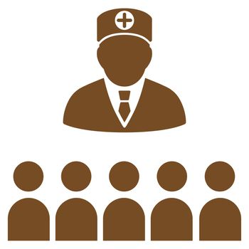Doctor Class raster icon. Style is flat symbol, brown color, rounded angles, white background.