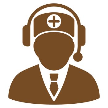 Medical Operator raster icon. Style is flat symbol, brown color, rounded angles, white background.