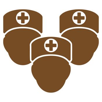 Medical Staff raster icon. Style is flat symbol, brown color, rounded angles, white background.