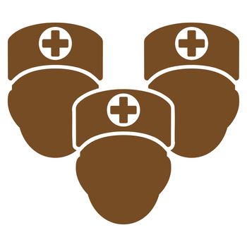 Medical Staff raster icon. Style is flat symbol, brown color, rounded angles, white background.