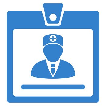 Doctor Badge raster icon. Style is flat symbol, cobalt color, rounded angles, white background.