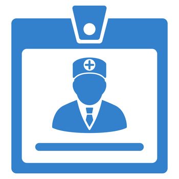 Doctor Badge raster icon. Style is flat symbol, cobalt color, rounded angles, white background.