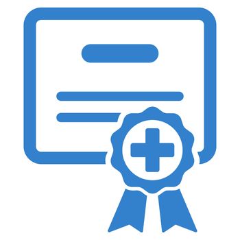 Medical Certificate raster icon. Style is flat symbol, cobalt color, rounded angles, white background.