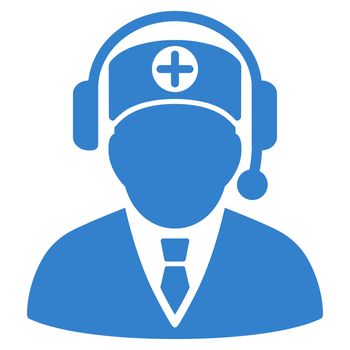 Medical Operator raster icon. Style is flat symbol, cobalt color, rounded angles, white background.