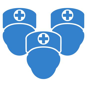 Medical Staff raster icon. Style is flat symbol, cobalt color, rounded angles, white background.