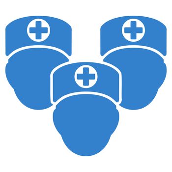 Medical Staff raster icon. Style is flat symbol, cobalt color, rounded angles, white background.