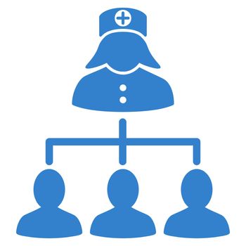 Nurse Patients raster icon. Style is flat symbol, cobalt color, rounded angles, white background.