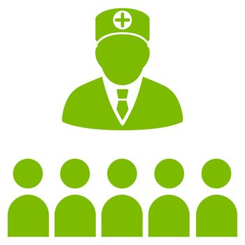 Doctor Class raster icon. Style is flat symbol, eco green color, rounded angles, white background.