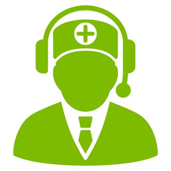 Medical Operator raster icon. Style is flat symbol, eco green color, rounded angles, white background.