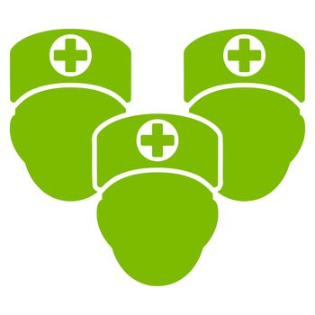 Medical Staff raster icon. Style is flat symbol, eco green color, rounded angles, white background.