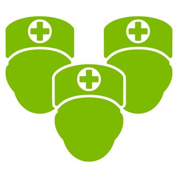 Medical Staff raster icon. Style is flat symbol, eco green color, rounded angles, white background.