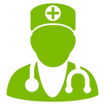 Therapist raster icon. Style is flat symbol, eco green color, rounded angles, white background.
