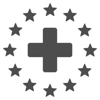 Euro Medicine raster icon. Style is flat symbol, gray color, rounded angles, white background.