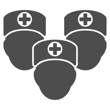 Medical Staff raster icon. Style is flat symbol, gray color, rounded angles, white background.