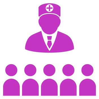 Doctor Class raster icon. Style is flat symbol, violet color, rounded angles, white background.