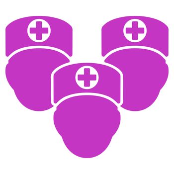 Medical Staff raster icon. Style is flat symbol, violet color, rounded angles, white background.