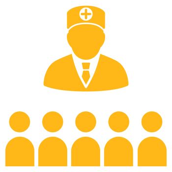 Doctor Class raster icon. Style is flat symbol, yellow color, rounded angles, white background.