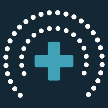 Health Care Protection raster icon. Style is bicolor flat symbol, blue and white colors, rounded angles, dark blue background.