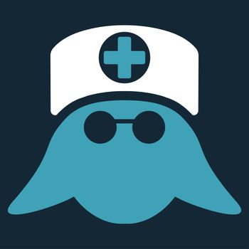 Nurse Head raster icon. Style is bicolor flat symbol, blue and white colors, rounded angles, dark blue background.