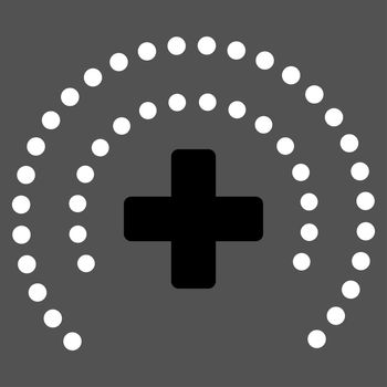 Health Care Protection raster icon. Style is bicolor flat symbol, black and white colors, rounded angles, gray background.
