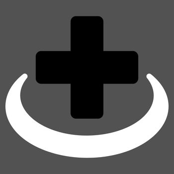 Medical Community raster icon. Style is bicolor flat symbol, black and white colors, rounded angles, gray background.