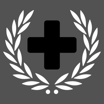 Medical Glory raster icon. Style is bicolor flat symbol, black and white colors, rounded angles, gray background.