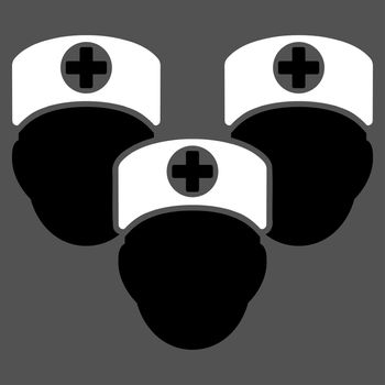 Medical Staff raster icon. Style is bicolor flat symbol, black and white colors, rounded angles, gray background.