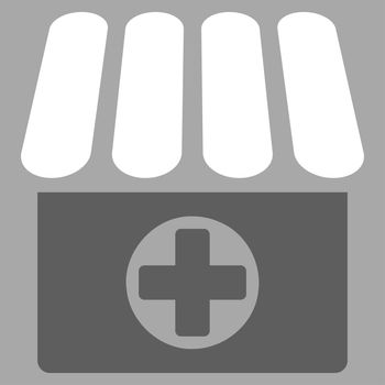 Apothecary raster icon. Style is bicolor flat symbol, dark gray and white colors, rounded angles, silver background.
