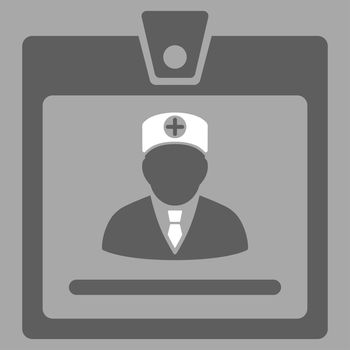 Doctor Badge raster icon. Style is bicolor flat symbol, dark gray and white colors, rounded angles, silver background.