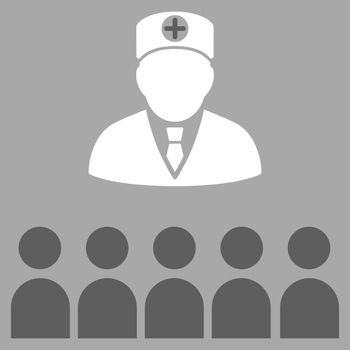 Doctor Class raster icon. Style is bicolor flat symbol, dark gray and white colors, rounded angles, silver background.