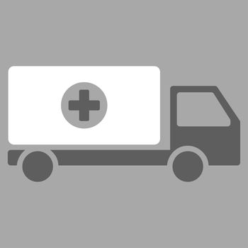 Drugs Shipment raster icon. Style is bicolor flat symbol, dark gray and white colors, rounded angles, silver background.