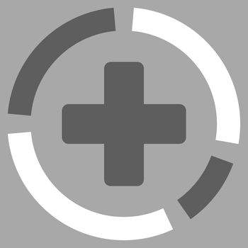 Health Care Diagram raster icon. Style is bicolor flat symbol, dark gray and white colors, rounded angles, silver background.