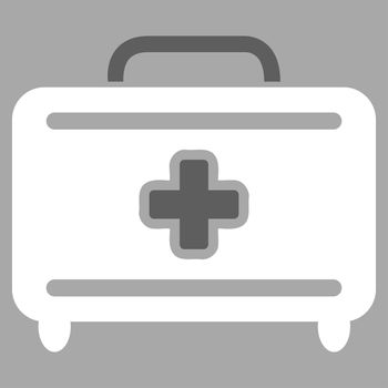 Medical Baggage raster icon. Style is bicolor flat symbol, dark gray and white colors, rounded angles, silver background.