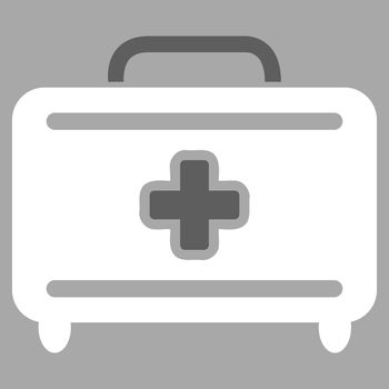 Medical Baggage raster icon. Style is bicolor flat symbol, dark gray and white colors, rounded angles, silver background.