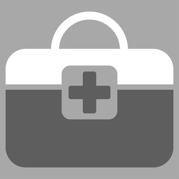 Medical Kit raster icon. Style is bicolor flat symbol, dark gray and white colors, rounded angles, silver background.