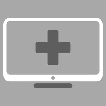 Medical Monitor raster icon. Style is bicolor flat symbol, dark gray and white colors, rounded angles, silver background.