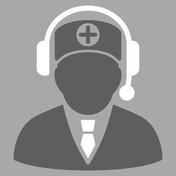 Medical Operator raster icon. Style is bicolor flat symbol, dark gray and white colors, rounded angles, silver background.