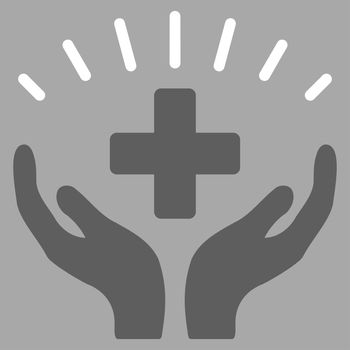 Medical Prosperity raster icon. Style is bicolor flat symbol, dark gray and white colors, rounded angles, silver background.