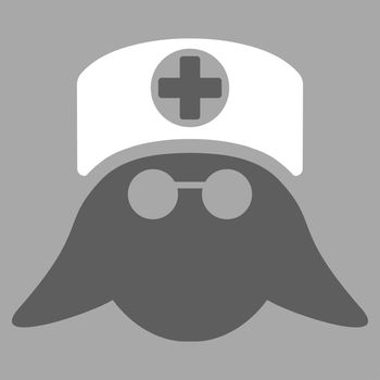 Nurse Head raster icon. Style is bicolor flat symbol, dark gray and white colors, rounded angles, silver background.