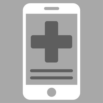 Online Medical Data raster icon. Style is bicolor flat symbol, dark gray and white colors, rounded angles, silver background.